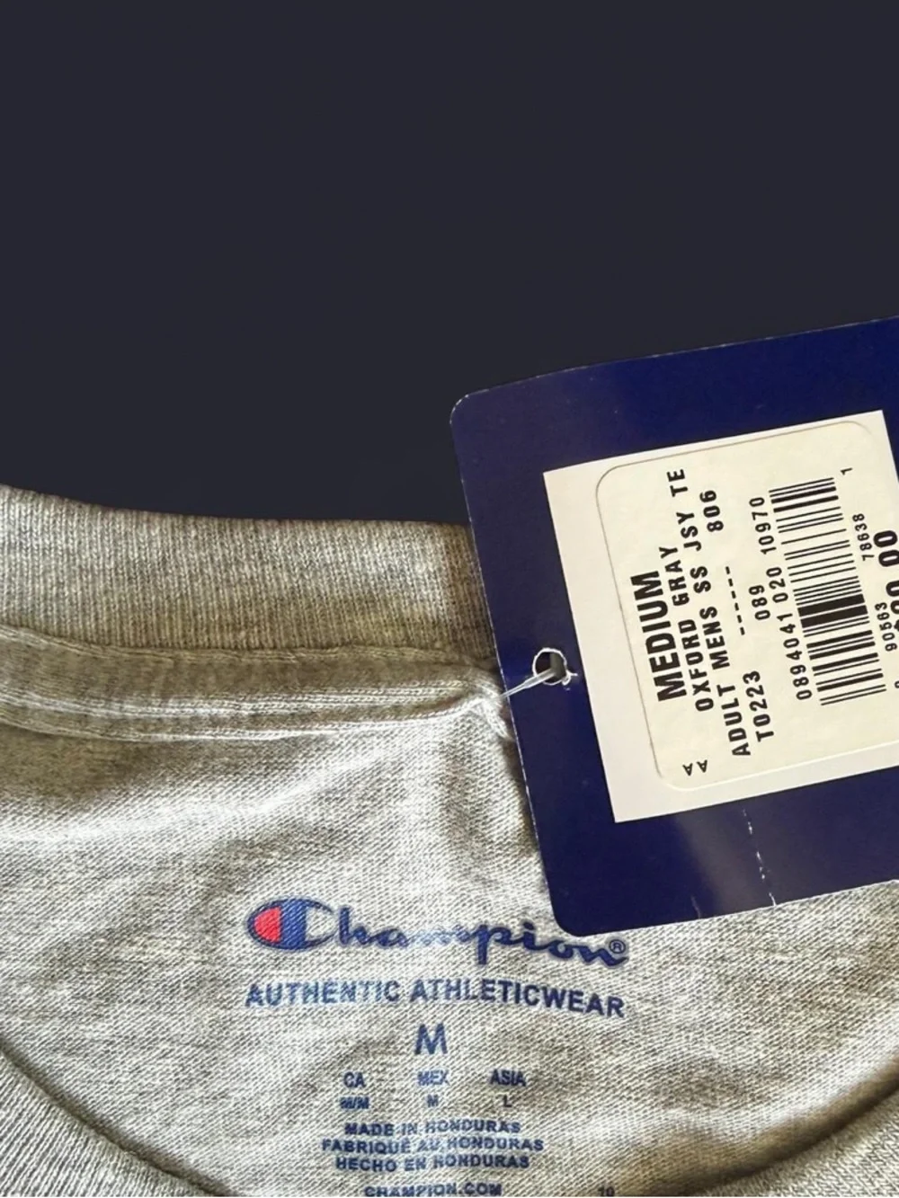 NWT Champion Oxford Gray Classic Jersey T-Shirt Men’s Medium C Logo - Picture 6 of 7
